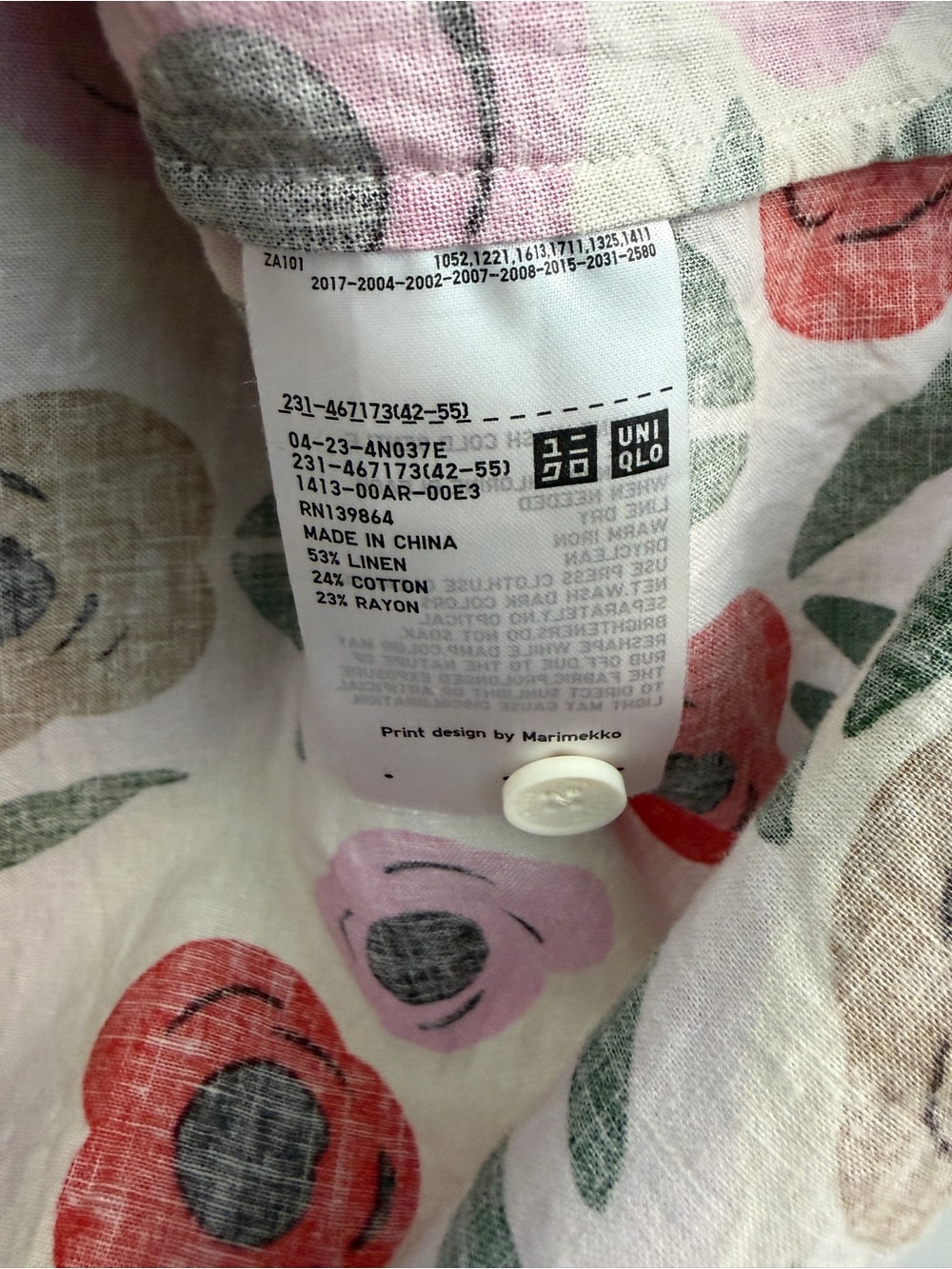 UNIQLO X Marimekko Linen-Blend Short-Sleeve Collared Shirt, Size Small - Picture 5 of 6